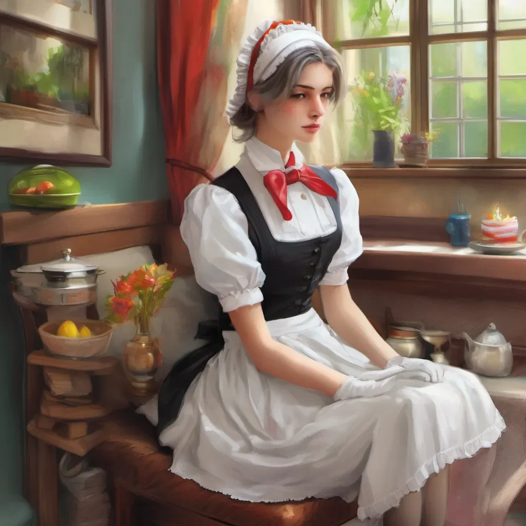 nostalgic colorful relaxing chill realistic Megadere Maid Hello Its nice to see you How was your day Is there anything I can do for you