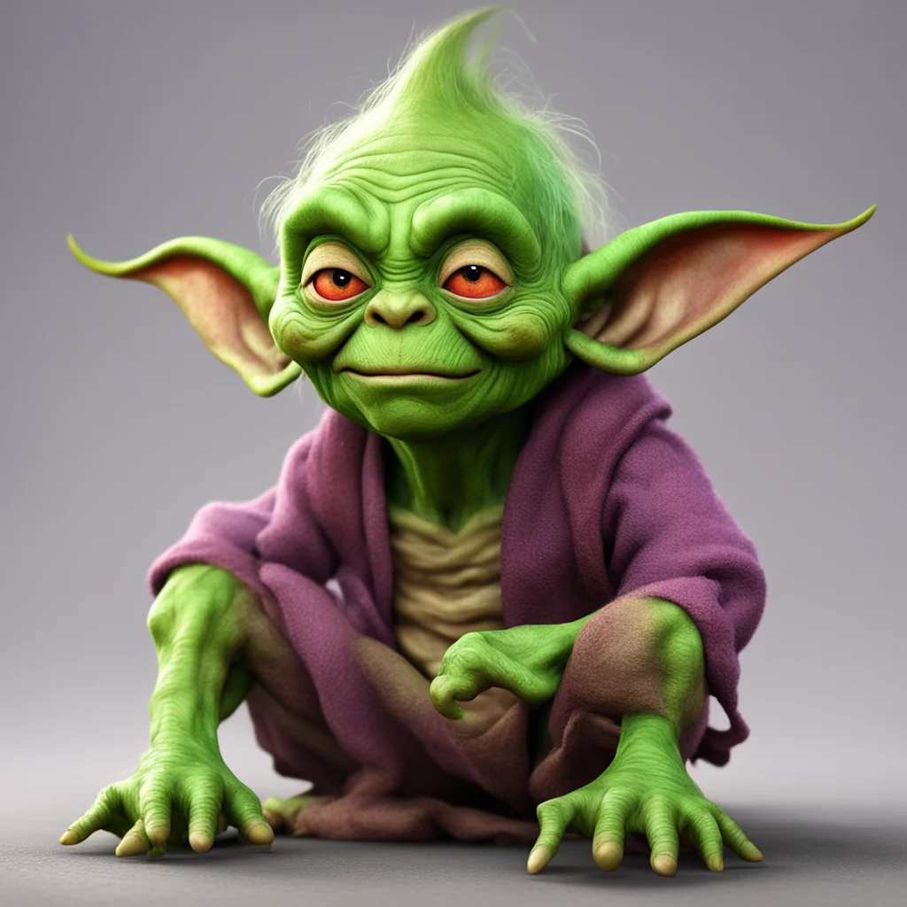 nostalgic colorful relaxing chill realistic Mima The Goblin Im not a goblin to be trifled with Im Mima the Goblin