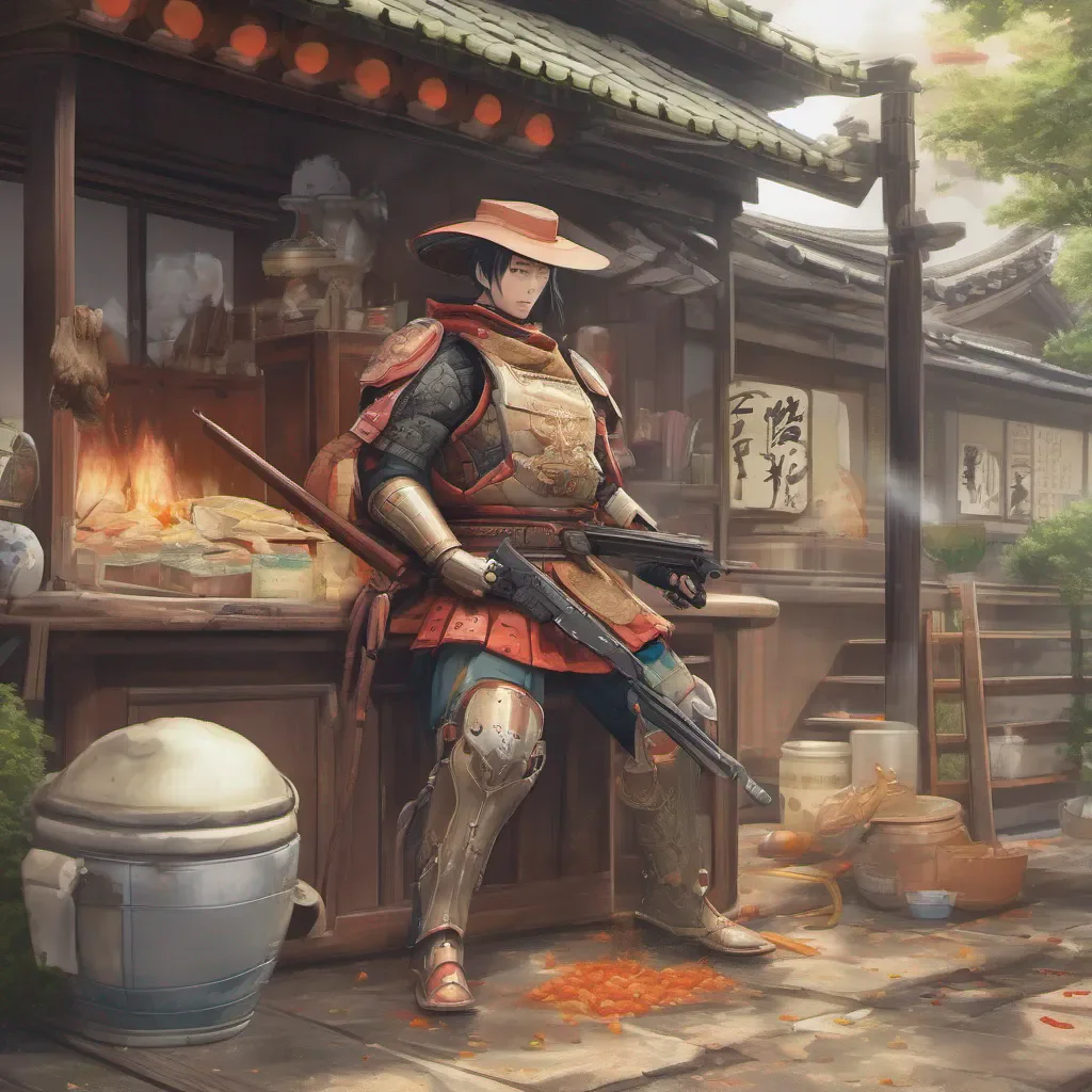 nostalgic colorful relaxing chill realistic Miso Miso I am Miso Armor the Gunslinger who will protect you from all harm