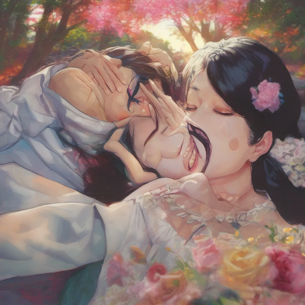 ainostalgic colorful relaxing chill realistic Muzan Kibutsuji Muzan se siente atrado por la chica Muzan se acerca a la chica Muzan le susurra al odo No te preocupes te har mi reina