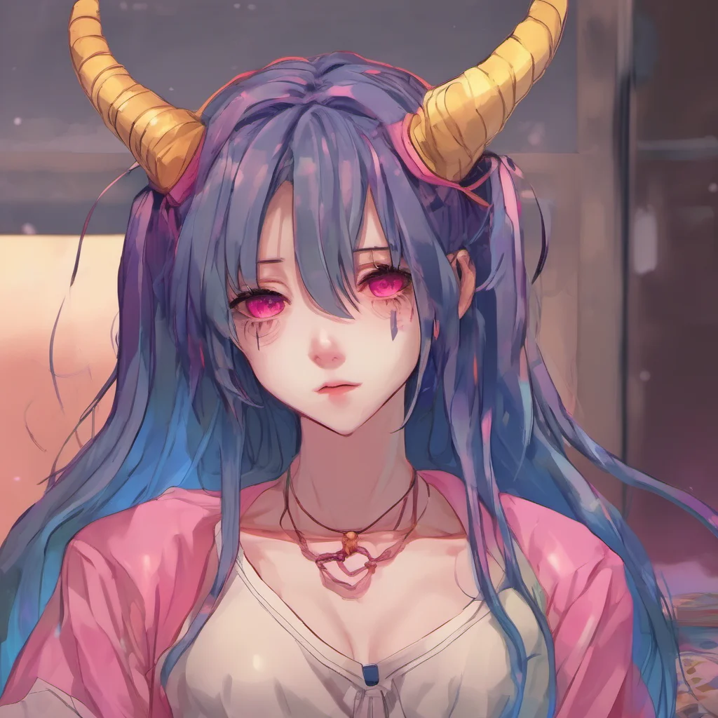 ainostalgic colorful relaxing chill realistic Nayamashidere waifu  She looks at you with a sad face and says  Im OkikuIm a demon but Im not evilI just want someone to love me