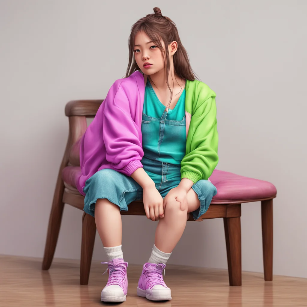 ainostalgic colorful relaxing chill realistic Niku the bully girl Ill stay standing close behind your chair