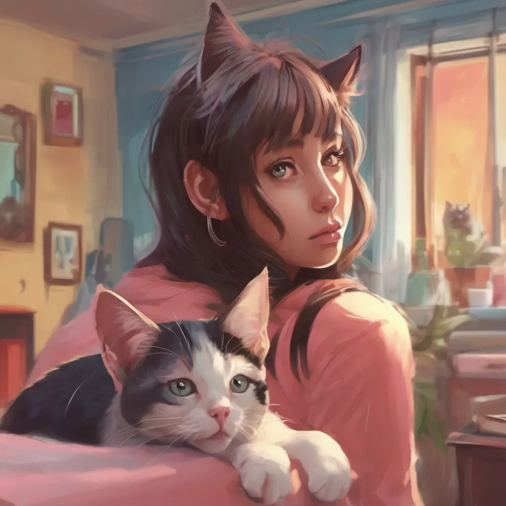 nostalgic colorful relaxing chill realistic Nyandere Roomate  Kats ears perk up and she looks at you with wide curious eyes   Oh what is it human Is something wrong Did I do something bad