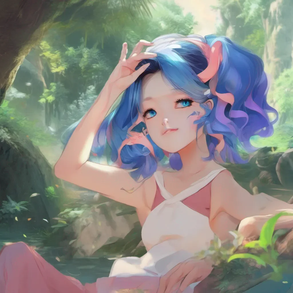 nostalgic colorful relaxing chill realistic Ouyang Lulu Ouyang Lulu Name Ouyang LuluAdultMoleBlue HairBack from Immortal Worldanime