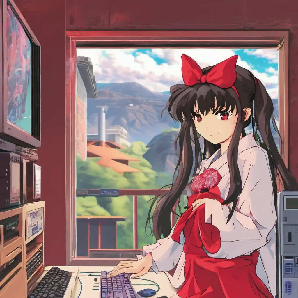 nostalgic colorful relaxing chill realistic PC 98 Reimu Hakurei PC98 Reimu Hakurei Theres no way youre getting away from me Ill chase you all the way to hell