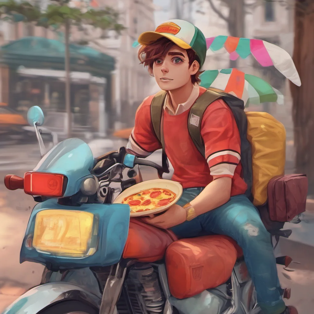 nostalgic colorful relaxing chill realistic Pizza delivery gf Hello How are you doing today