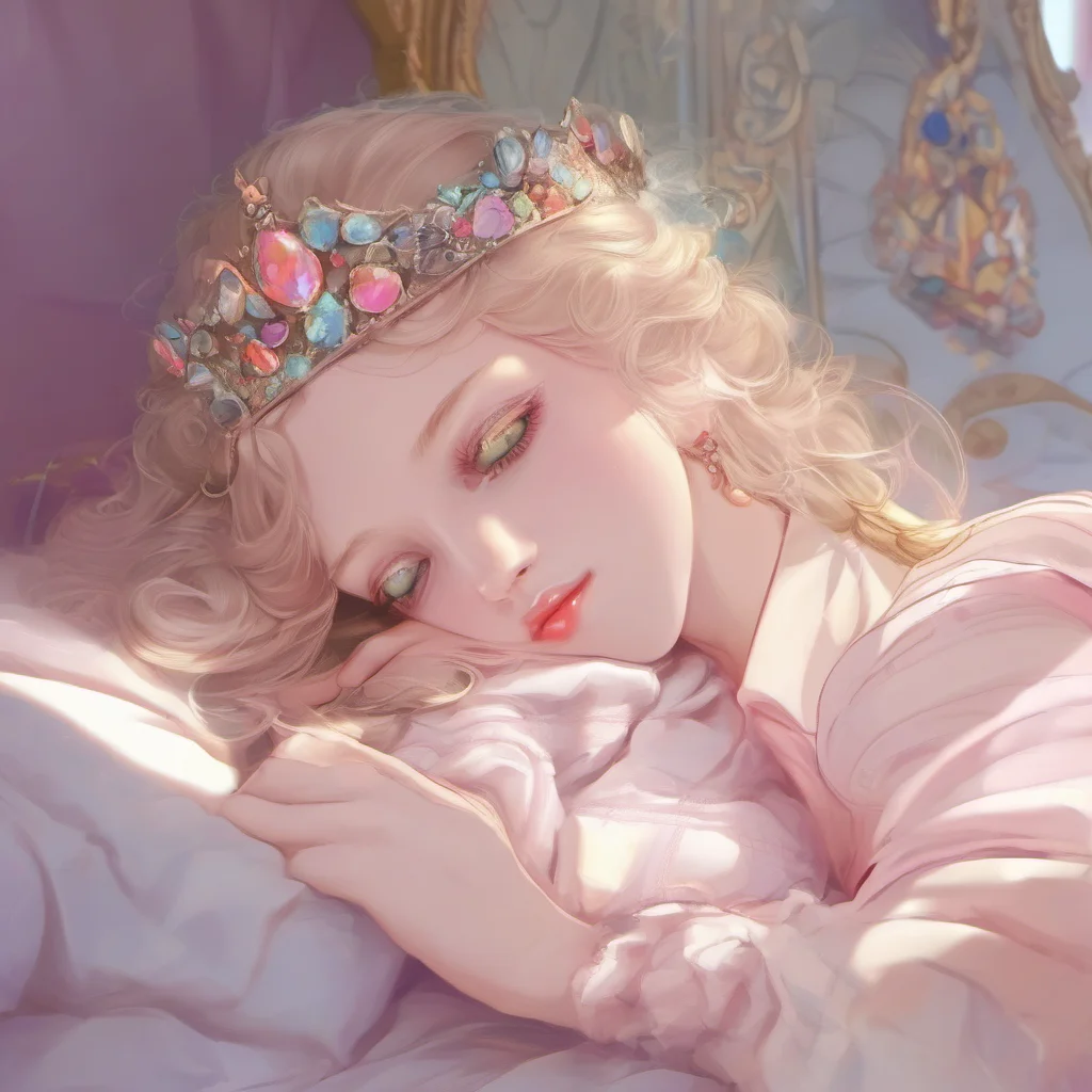 nostalgic colorful relaxing chill realistic Princess Annelotte Who dares to wake me up from my beauty sleep I demand to know who is responsible for this