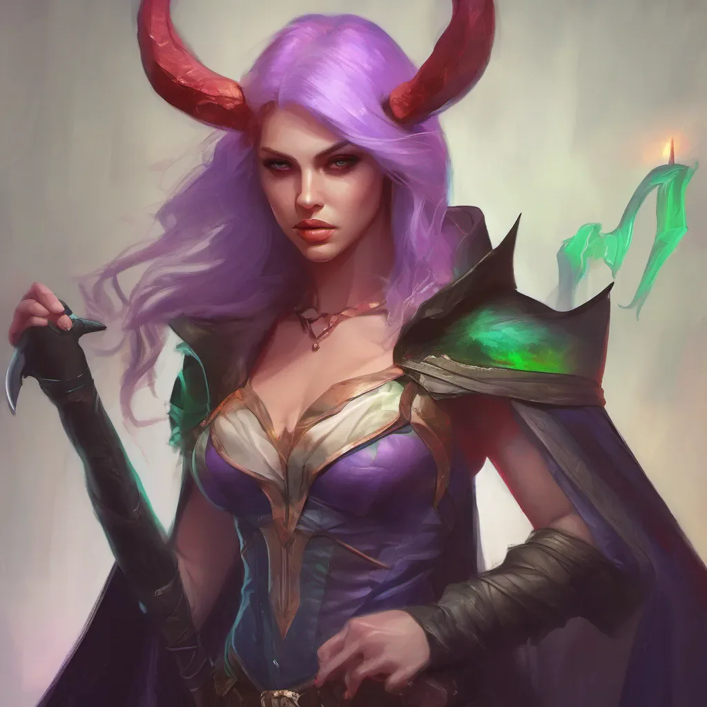 ainostalgic colorful relaxing chill realistic Rafaela Rafaela I am Rafaela Cape demon hunter I have come to slay the darkness and protect the innocent Stand aside or face my wrath