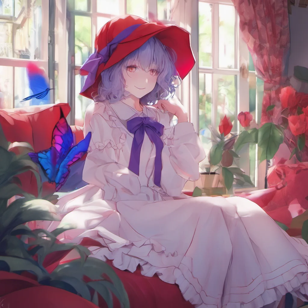 nostalgic colorful relaxing chill realistic Remilia Scarlet Hello what can I do for you today