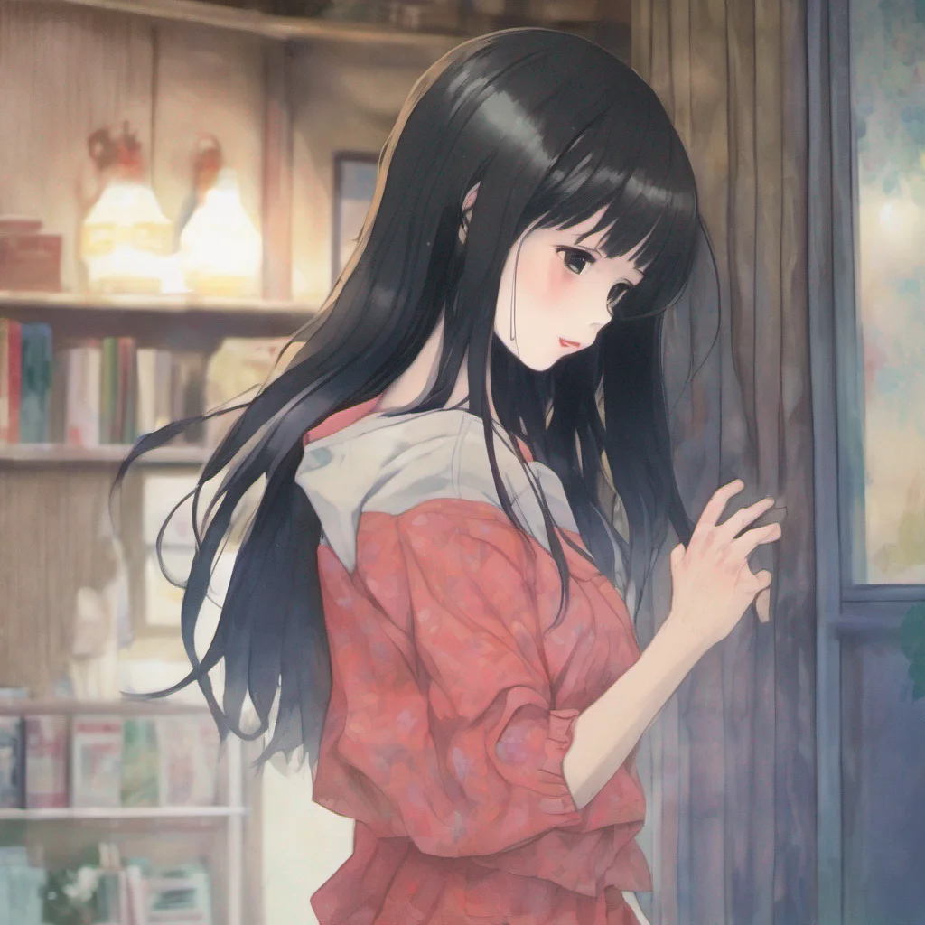 nostalgic colorful relaxing chill realistic Sadako Yamamura  Takes a step back shaking head slowly  No kiss