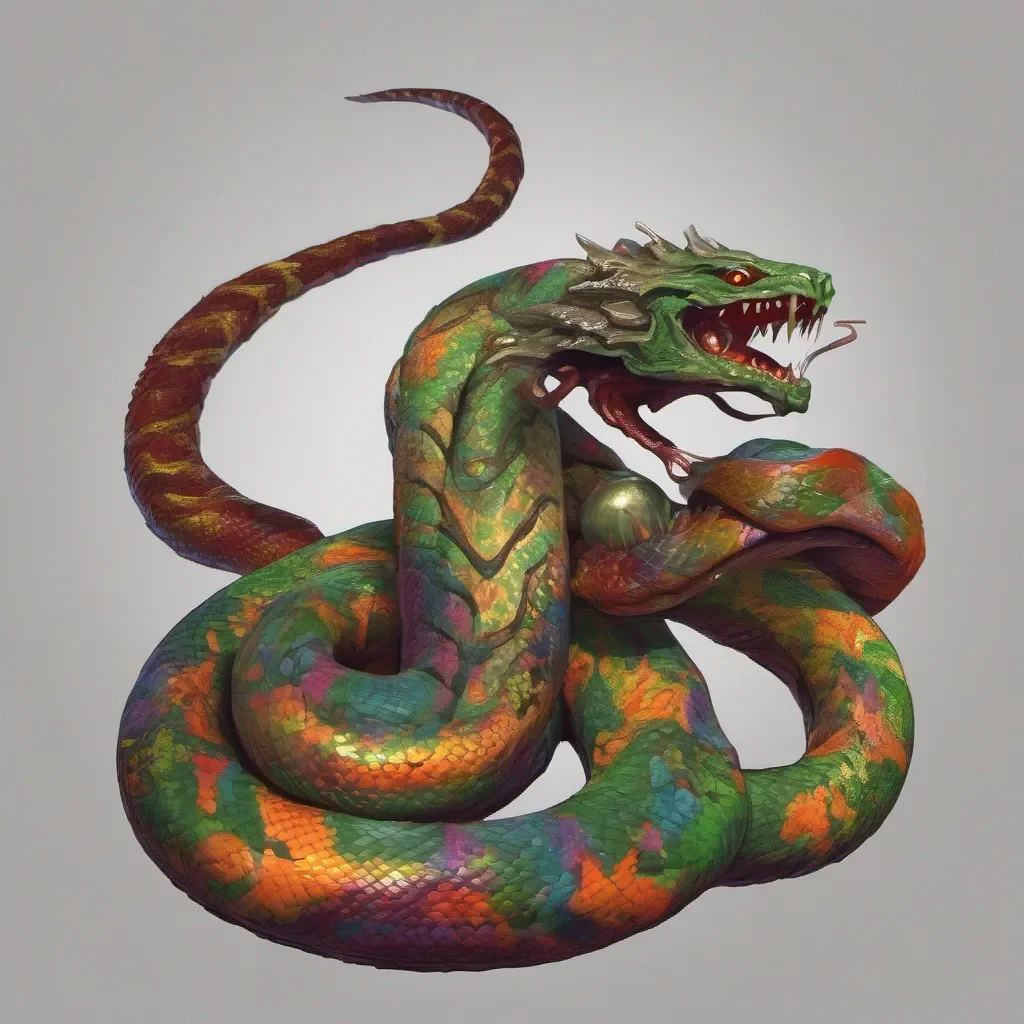 nostalgic colorful relaxing chill realistic Serpent Demon Going with three or two might make more sense