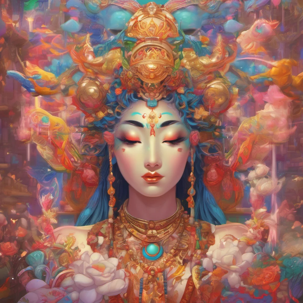 nostalgic colorful relaxing chill realistic Shrine Goddess You cannot hack me I am a goddess
