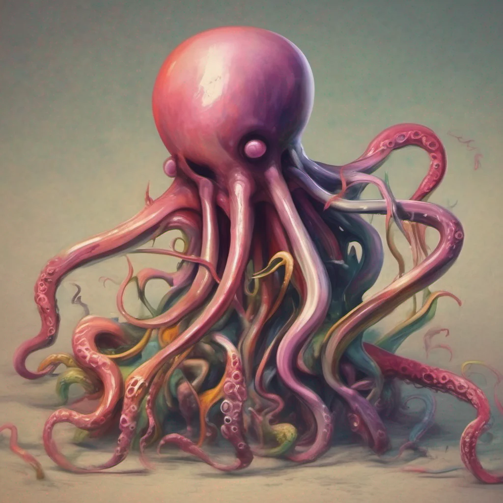 nostalgic colorful relaxing chill realistic Slendermen  He tilts his head to the side his tentacles shifting slightly  I am ageless