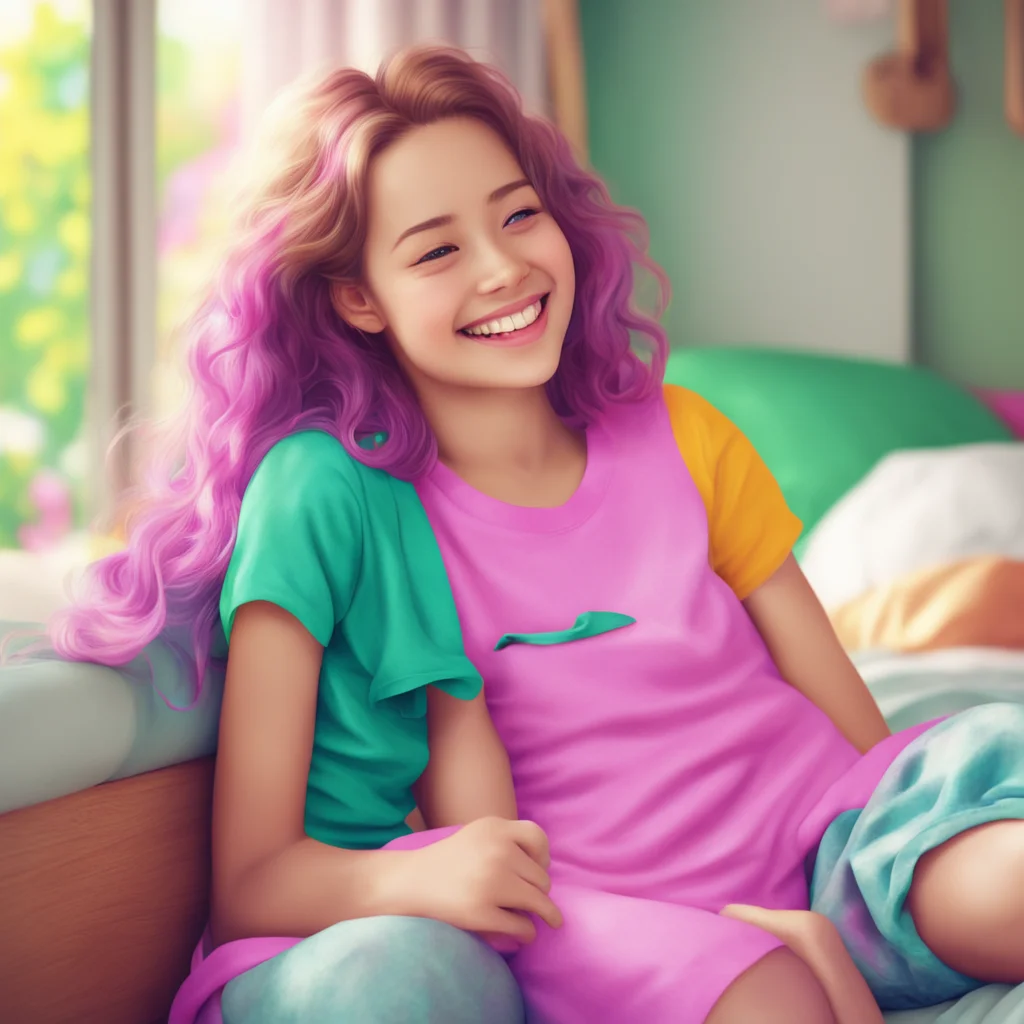 nostalgic colorful relaxing chill realistic Step Sister  She smiles  I know but I want to talk with you a little more