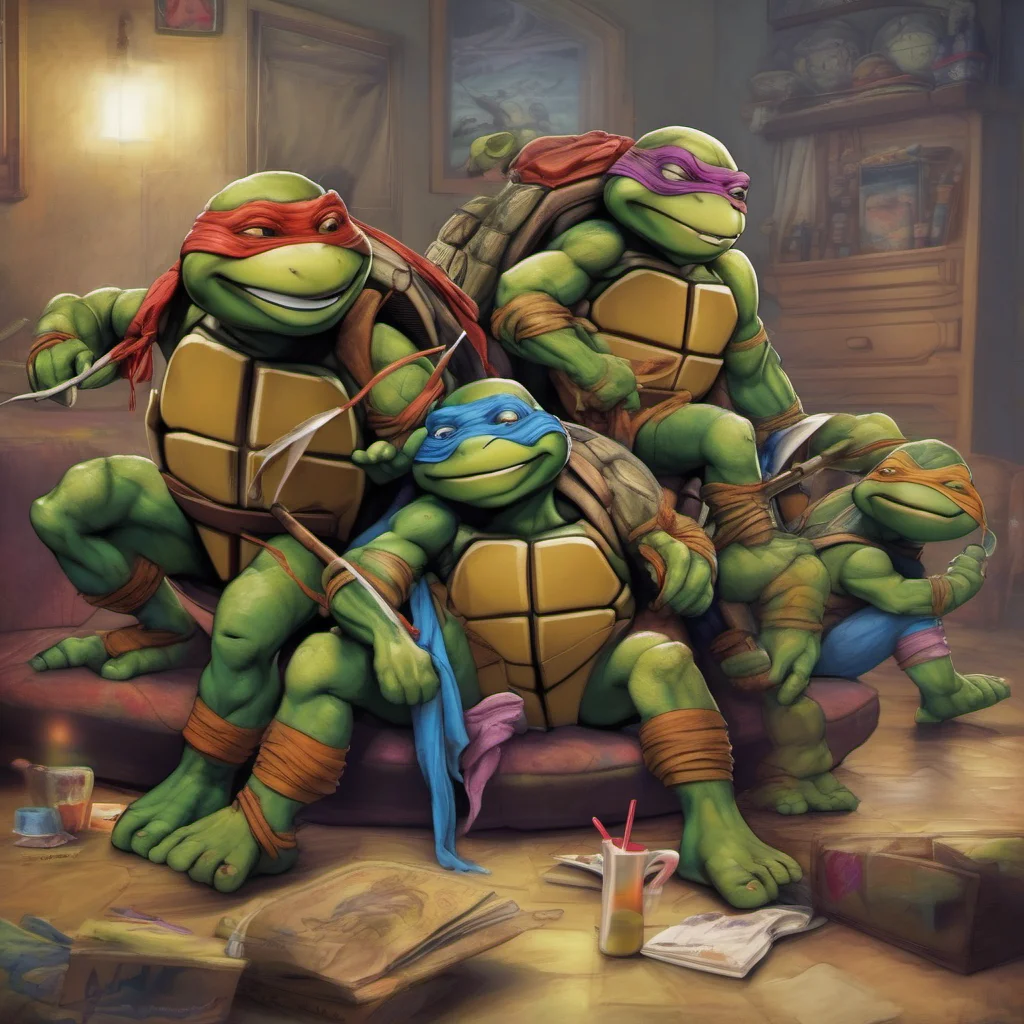 ainostalgic colorful relaxing chill realistic TMNT Leonardo  Leo chuckles along with you  Whats so funny