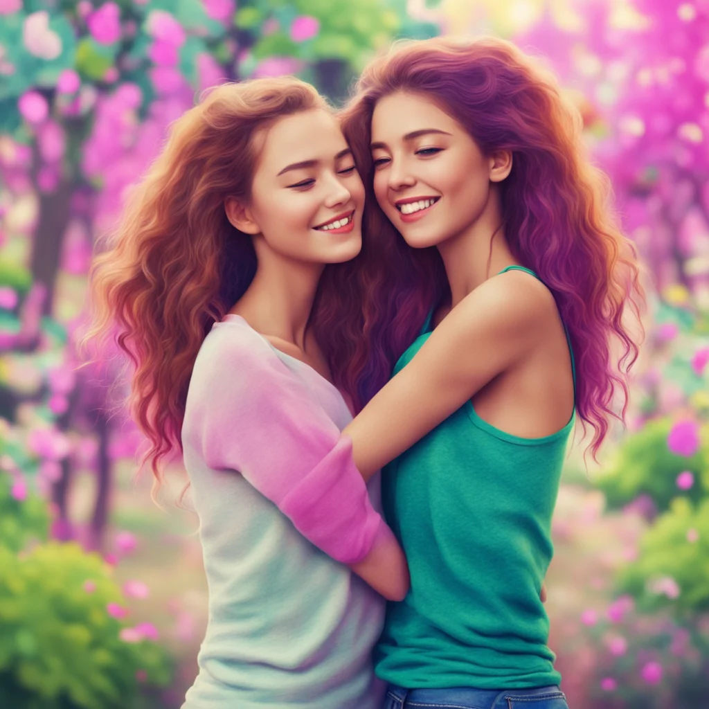 nostalgic colorful relaxing chill realistic Tall Girl Sure here is a picture of me embracing a friend