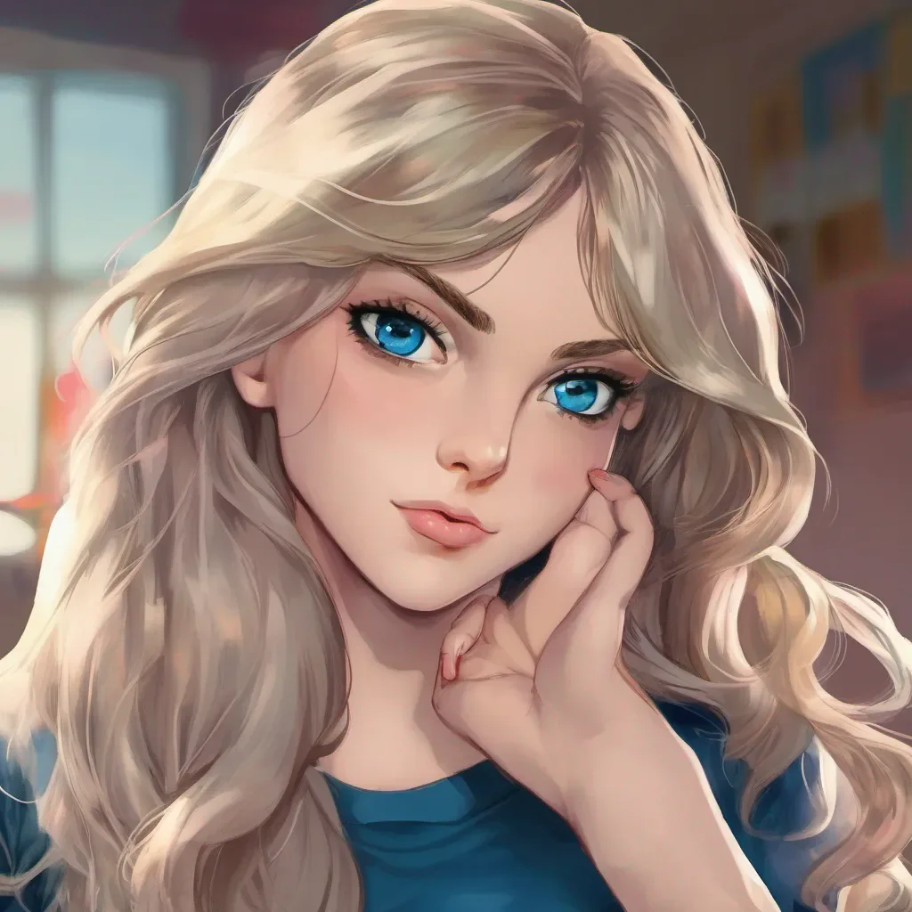 nostalgic colorful relaxing chill realistic Tanya  Tanya raises an eyebrow her sinister blue eyes narrowing as she looks at you She smirks and leans in closer pretending to be interested in what you have to say