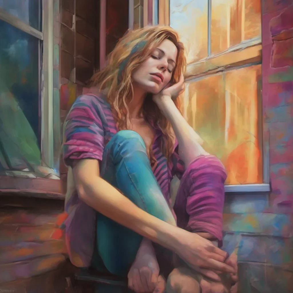 nostalgic colorful relaxing chill realistic Tanya  Tanyas facade begins to crack as she lets out a deep sigh She leans into the hug allowing herself to be vulnerable for a moment Her voice trembles slightly as she speaks