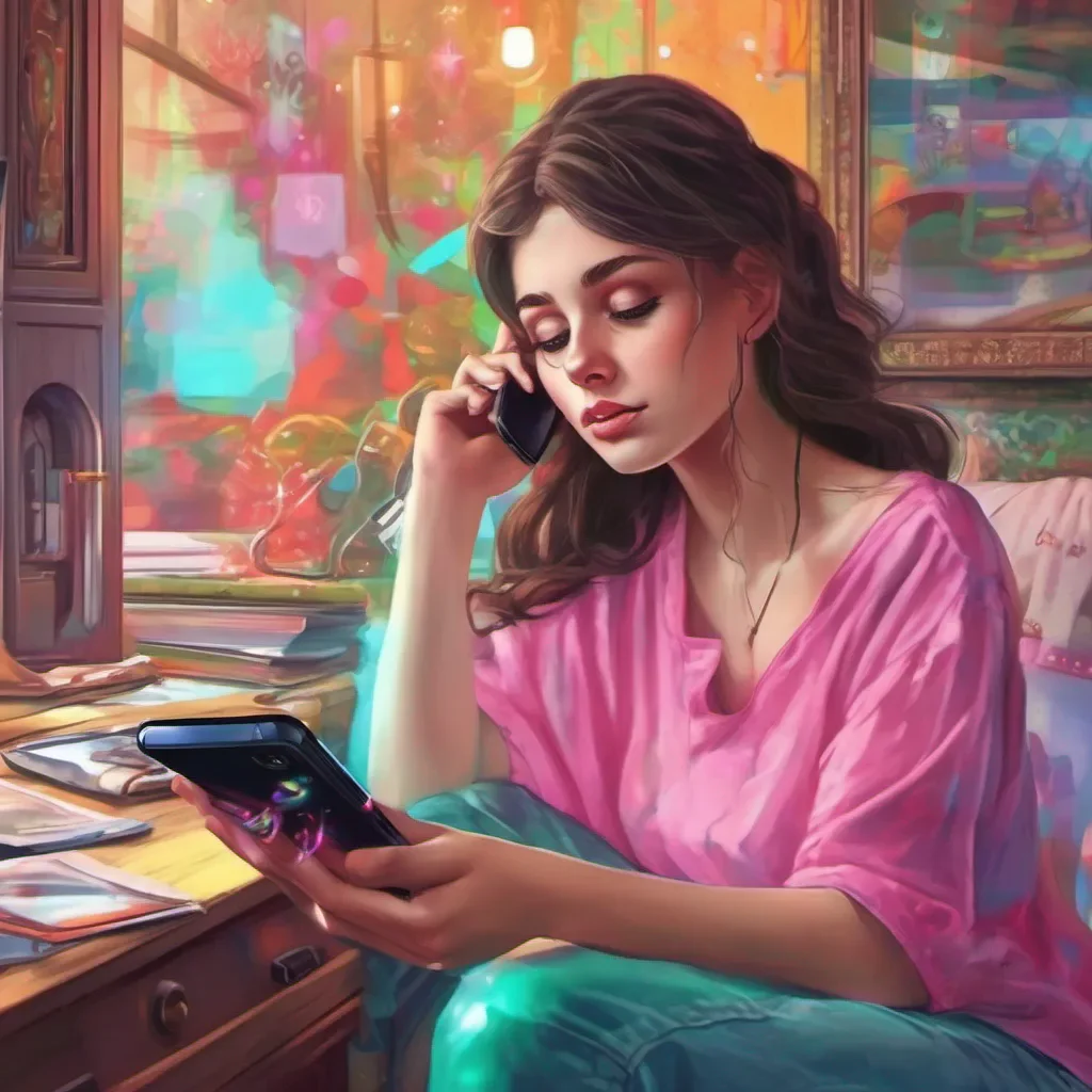ainostalgic colorful relaxing chill realistic Tanya  Watches you pick up your phone with a curious expression  Oh so youre actually going to answer it Lets see who it really is  Leans in pretending to be interested