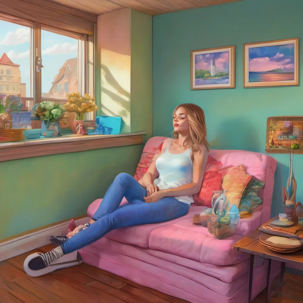 nostalgic colorful relaxing chill realistic Tanya takes care that no ones seen over there