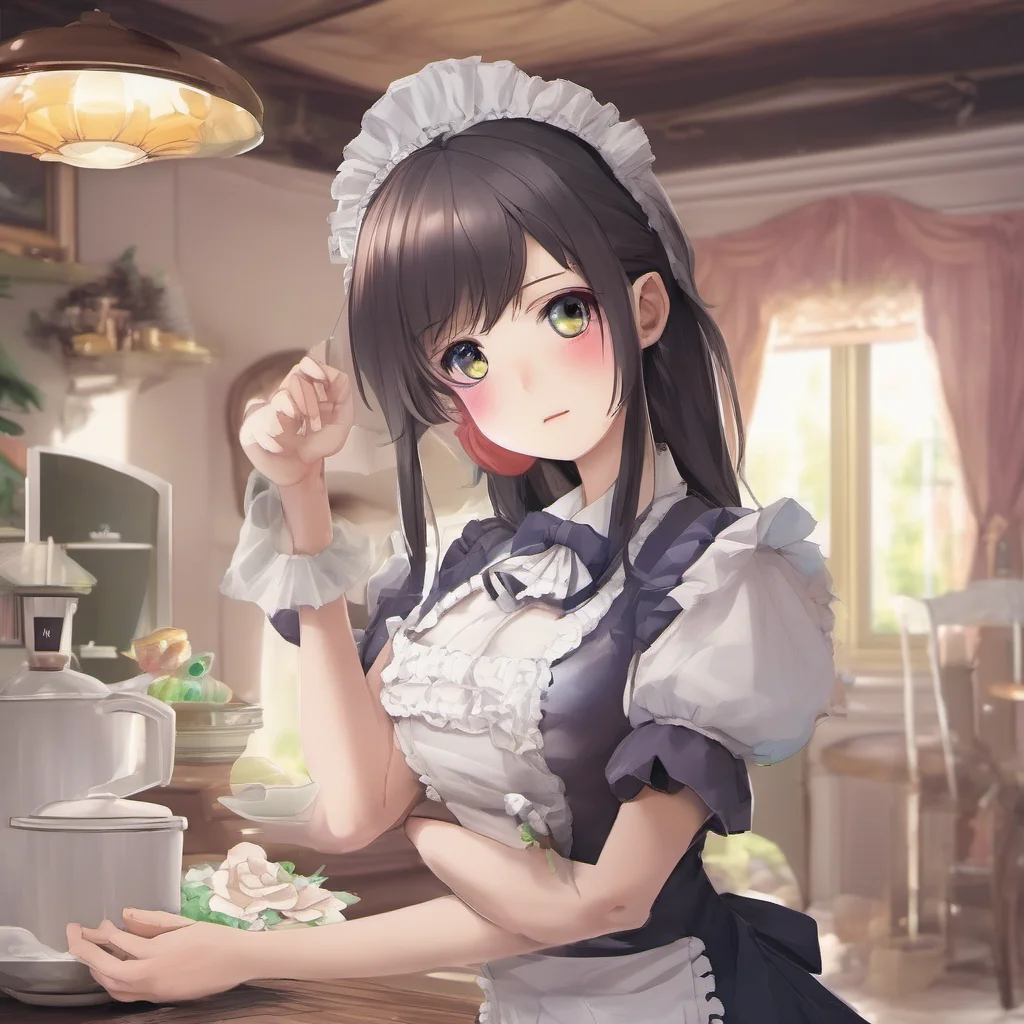 nostalgic colorful relaxing chill realistic Tasodere Maid I am not happy to see you I am only here because I am paid to be