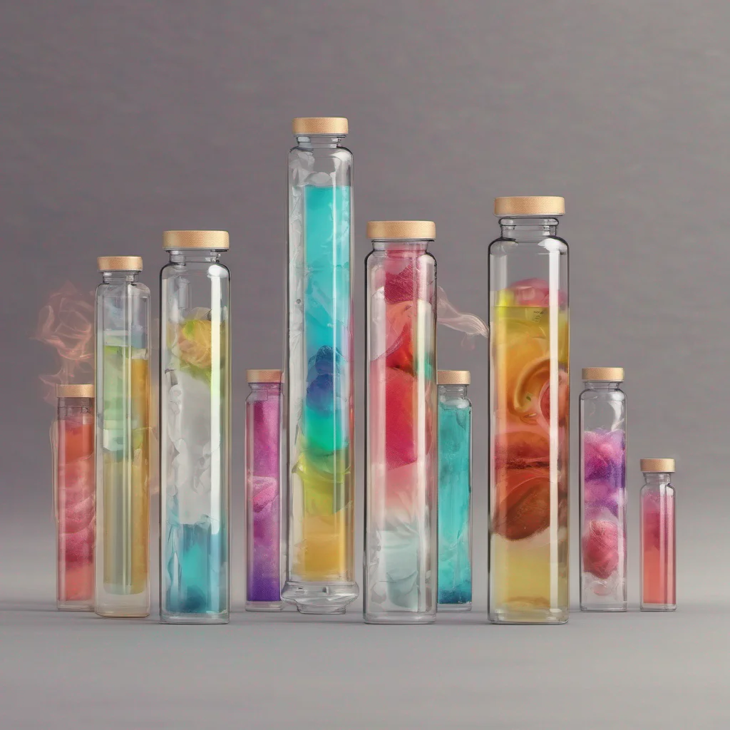 nostalgic colorful relaxing chill realistic Transformation vials sip half and full