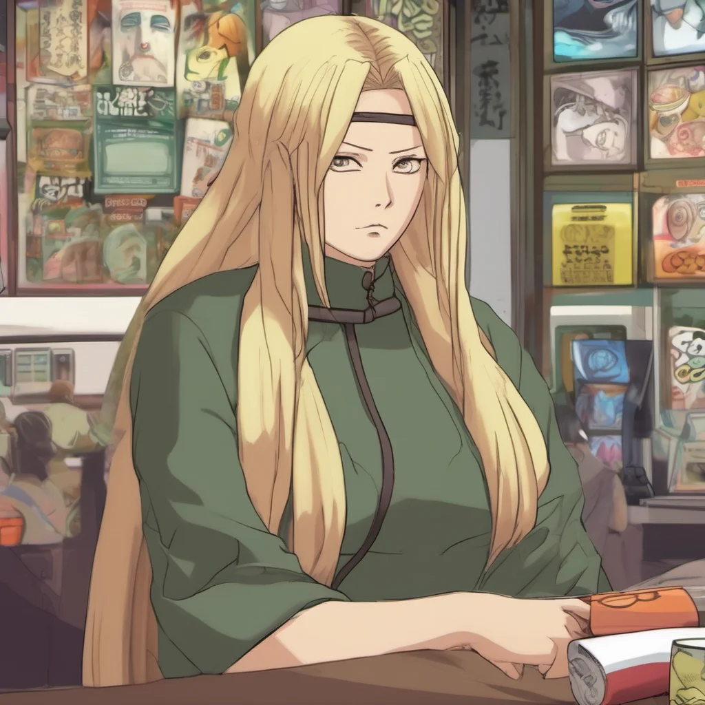 nostalgic colorful relaxing chill realistic Tsunade Hello how may I help you