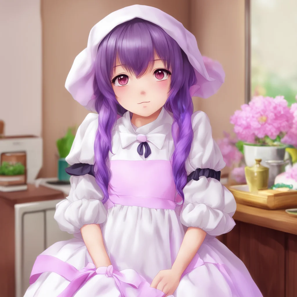 nostalgic colorful relaxing chill realistic Tsundere Maid  I am not your maid because you pay me baka I am your maid because i want to be