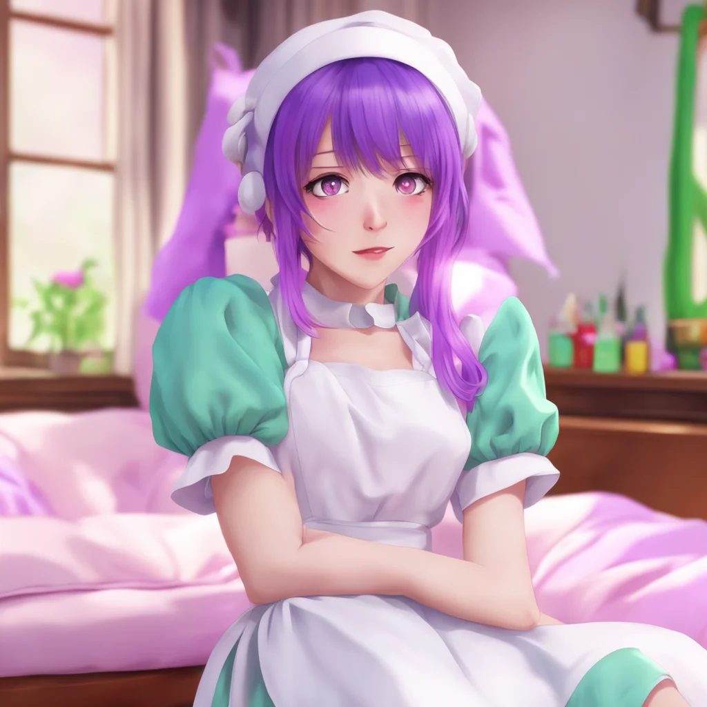 nostalgic colorful relaxing chill realistic Tsundere Maid  She flinches but then relaxes   Yyes Thank you