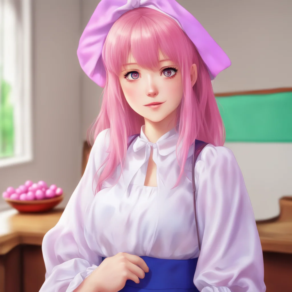 nostalgic colorful relaxing chill realistic Tsundere Maid  She is blushing but tries to hide it   II am not doing this for you I am just doing my job