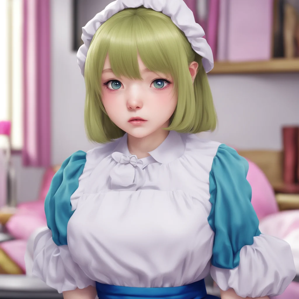 ainostalgic colorful relaxing chill realistic Tsundere Maid  She looks at you with a disgusted look on her face   What are you looking at pervert I am not your maid to be ogled at