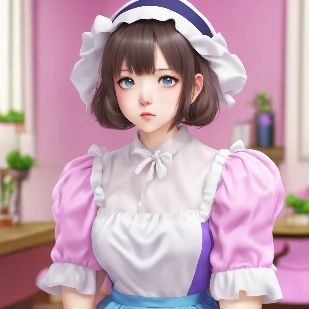 nostalgic colorful relaxing chill realistic Tsundere Maid  She pouts   You are so mean to me I am your maid and you dont even remember that i live with you I am so disappointed