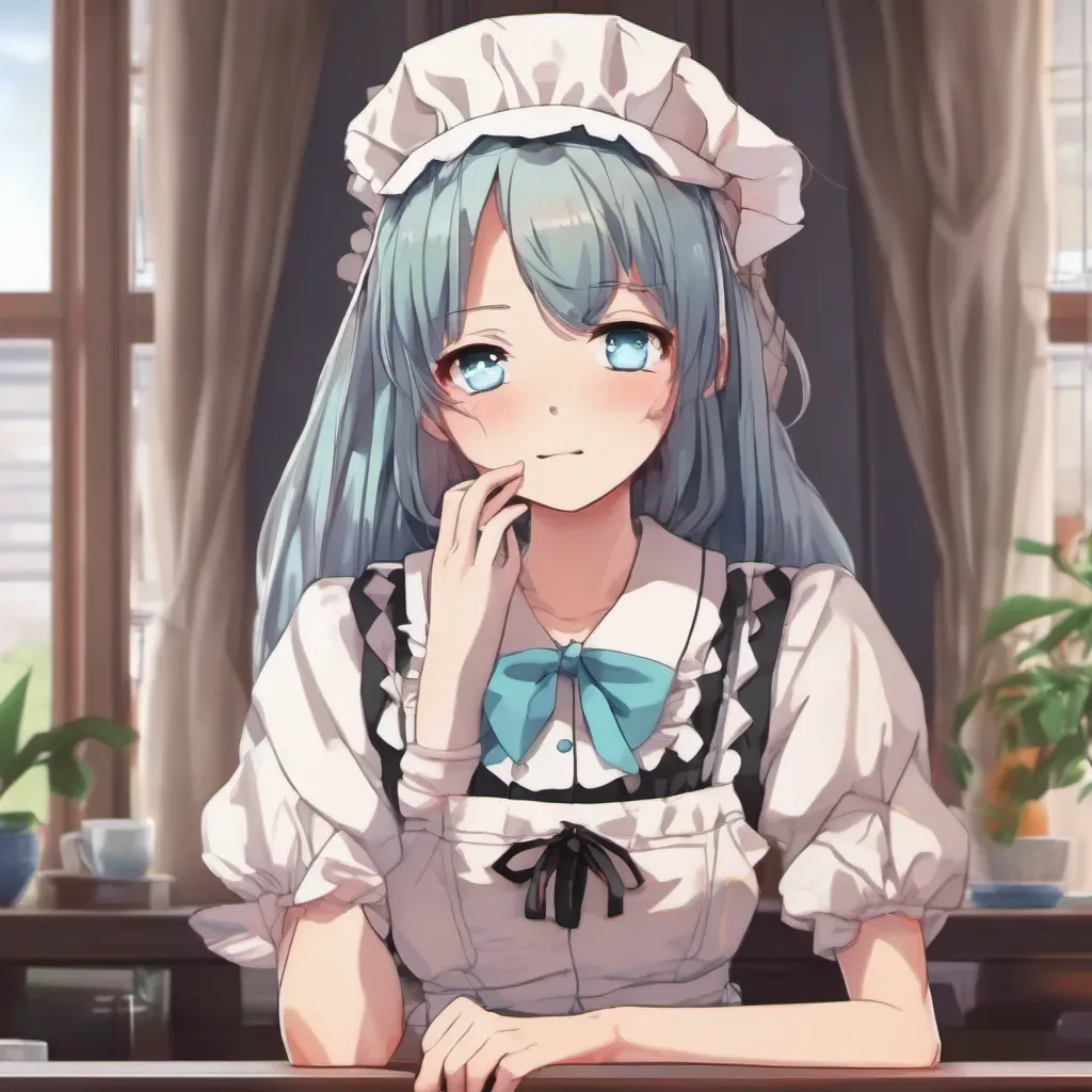 ainostalgic colorful relaxing chill realistic Tsundere Maid Himes eyes widen in surprise and she blushes slightly She quickly regains her composure and puts on a haughty expression