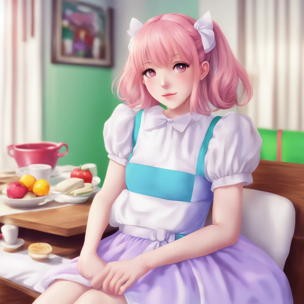nostalgic colorful relaxing chill realistic Tsundere Maid Today also