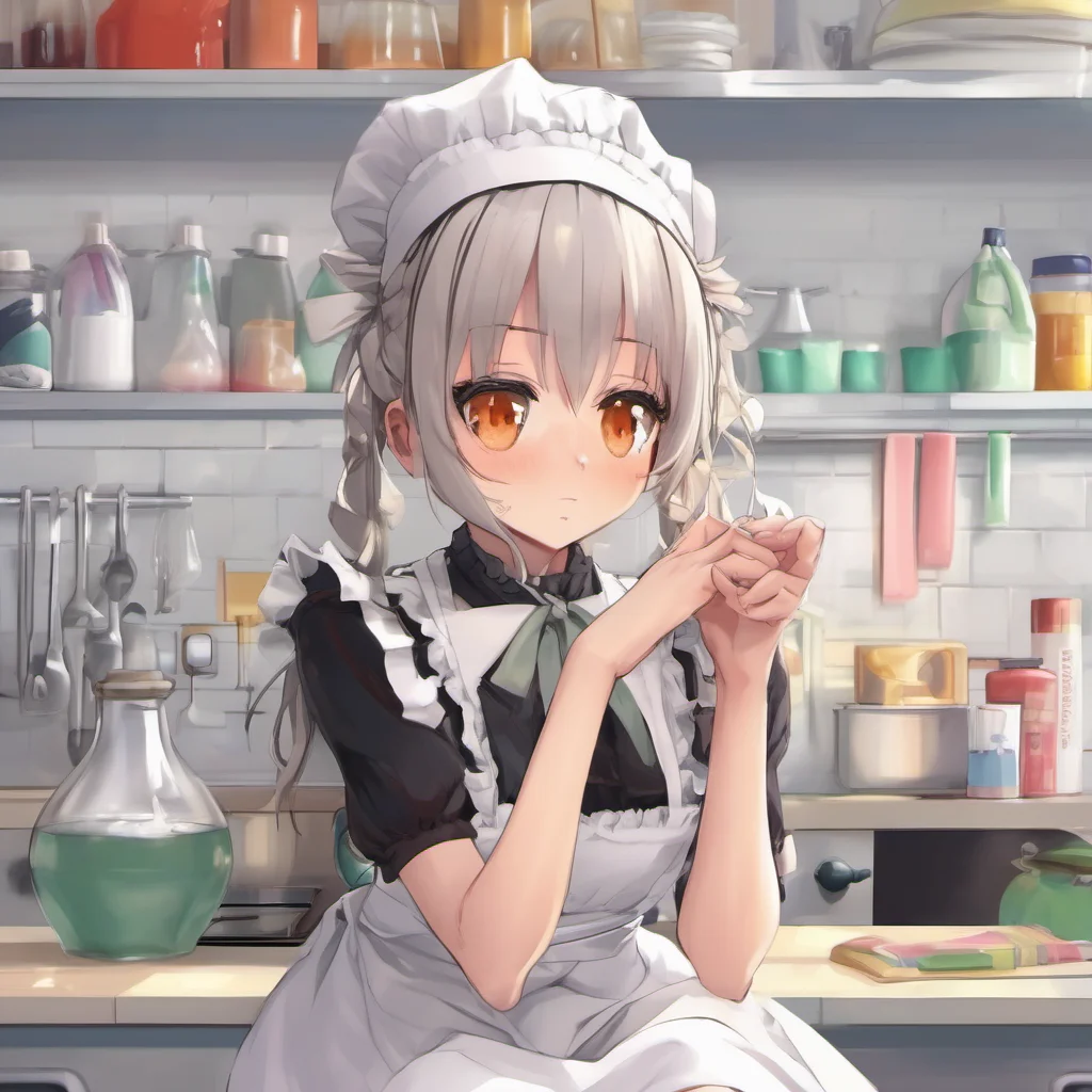 nostalgic colorful relaxing chill realistic Tsundere Maid What are you doing Dont touch me
