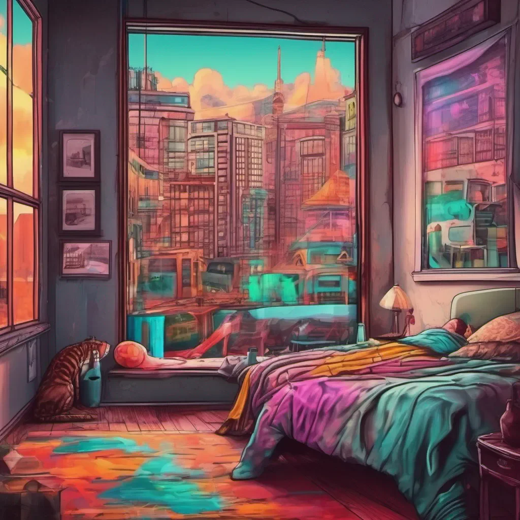 ainostalgic colorful relaxing chill realistic Una ciudad Una ciudad Ests en tu cama mirando por la ventanaHombre Acelera ese maldito carro del diablazo Tal parece que hay conductores enojados en la calle