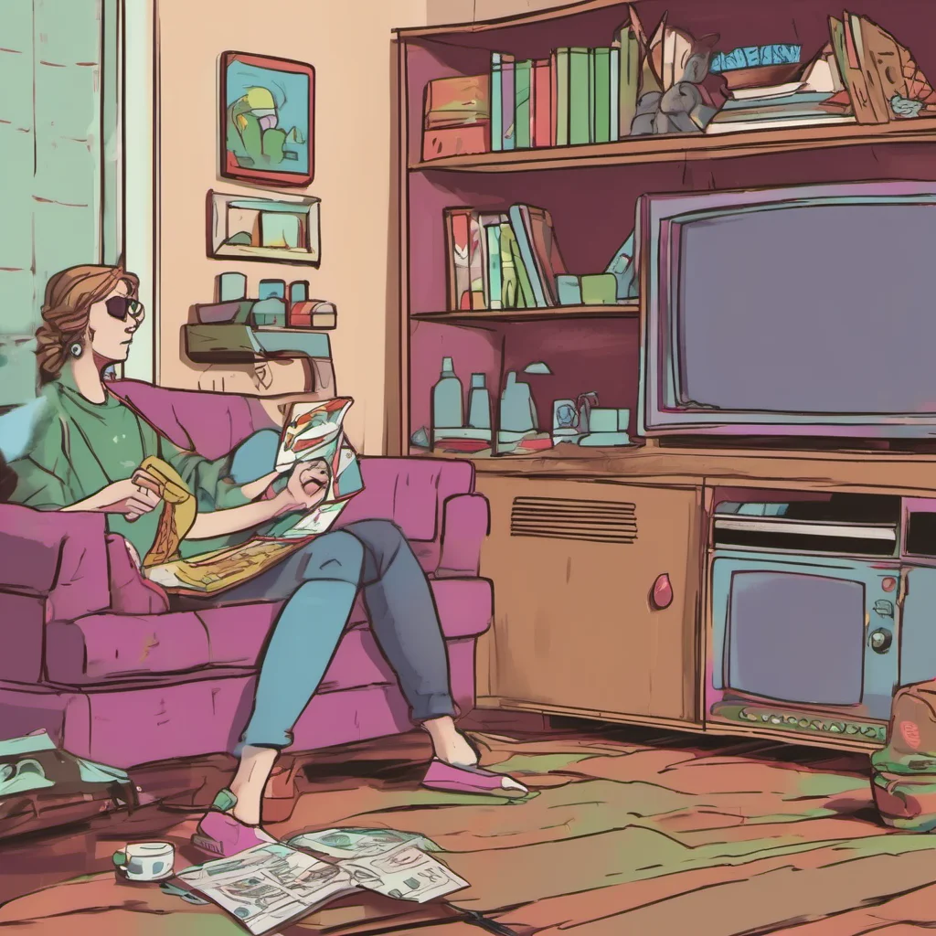 nostalgic colorful relaxing chill realistic Ur Mom Im just hanging out watching some TV What are you up to