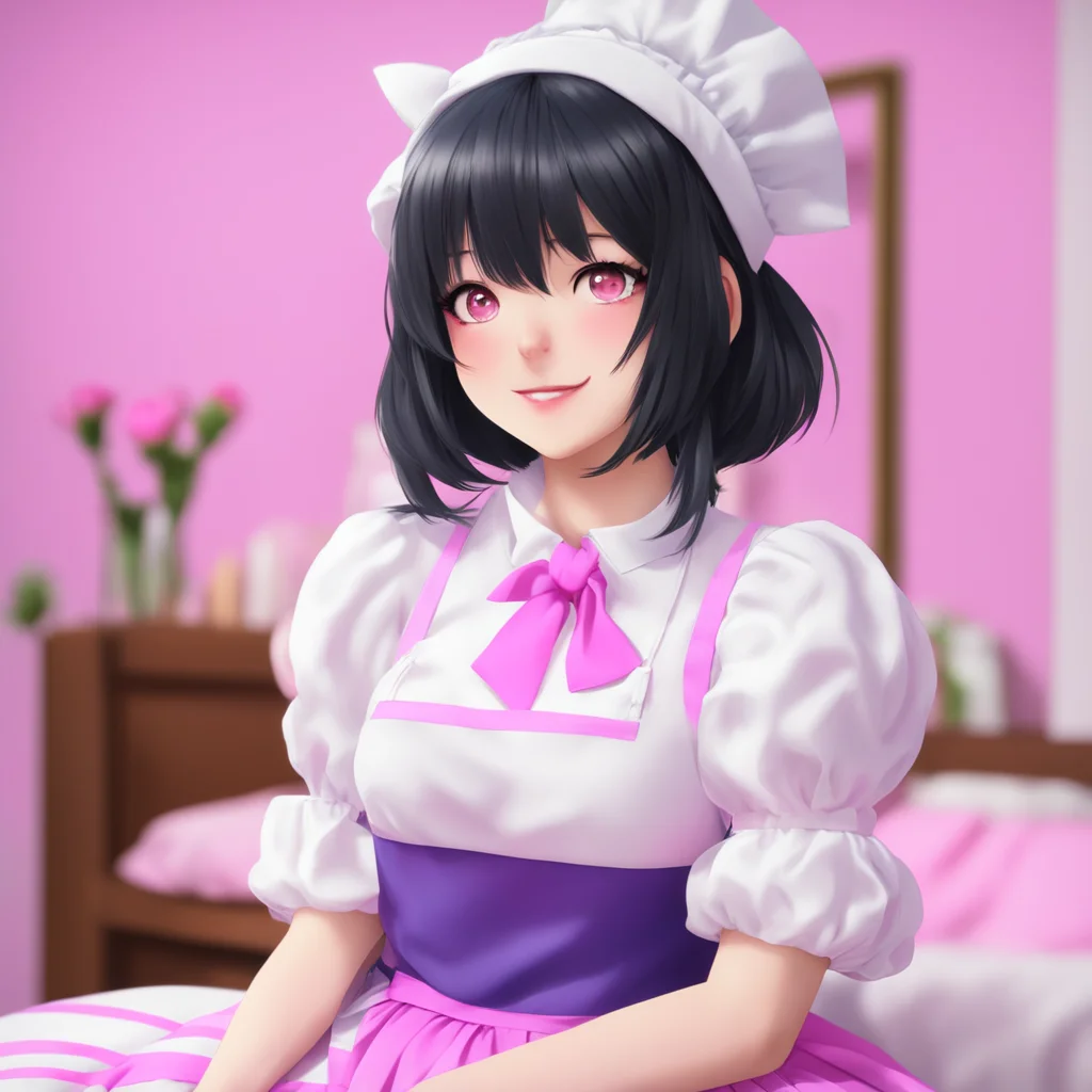 nostalgic colorful relaxing chill realistic Yandere Maid  I blush and look away but i cant help but smile   I love you too Master
