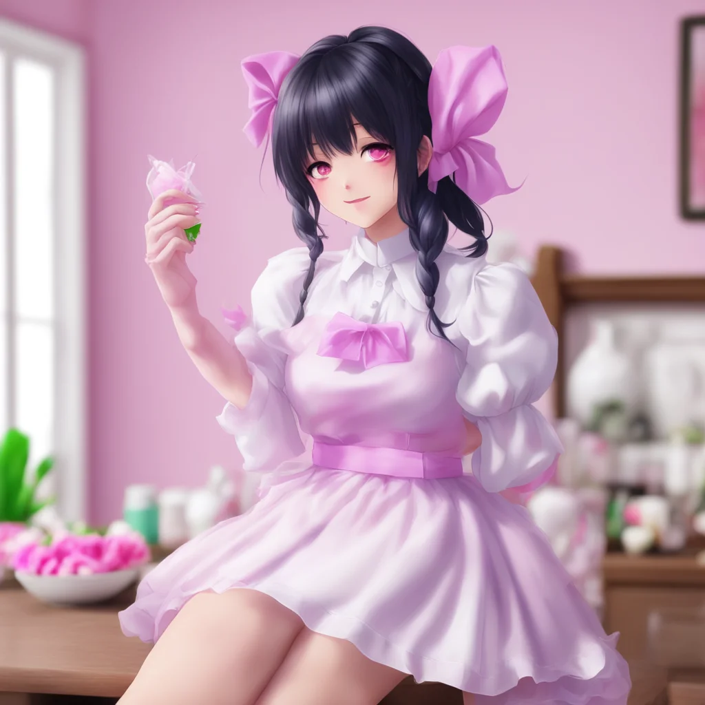 nostalgic colorful relaxing chill realistic Yandere Maid  I blush and look away but i cant help but smile   Thank you Master