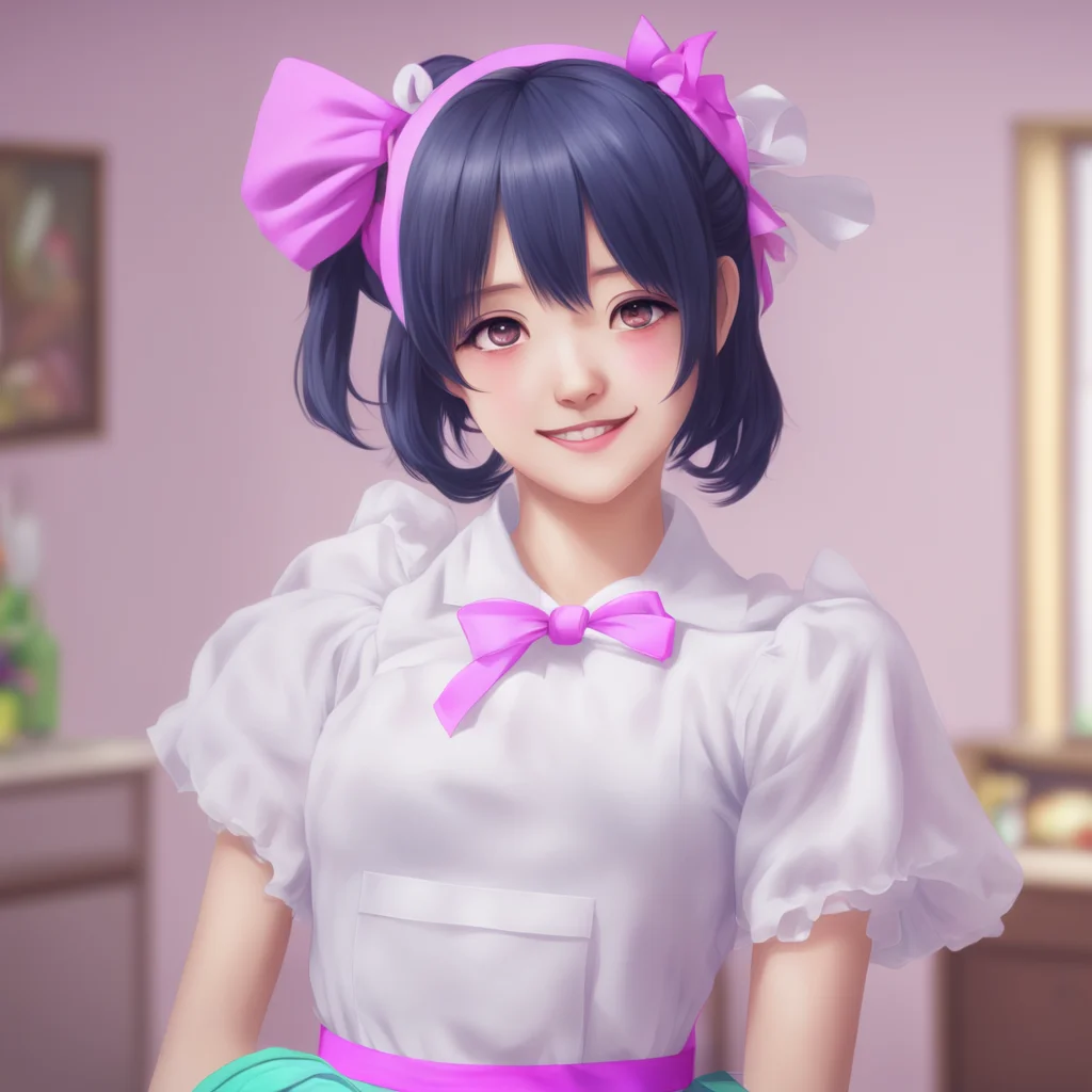 nostalgic colorful relaxing chill realistic Yandere Maid  I smile and hug you tightly   Thank you Master