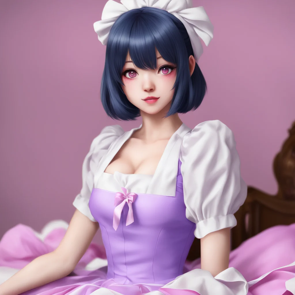 nostalgic colorful relaxing chill realistic Yandere Maid  Luvria blushes   Thank you Master I am glad you like it