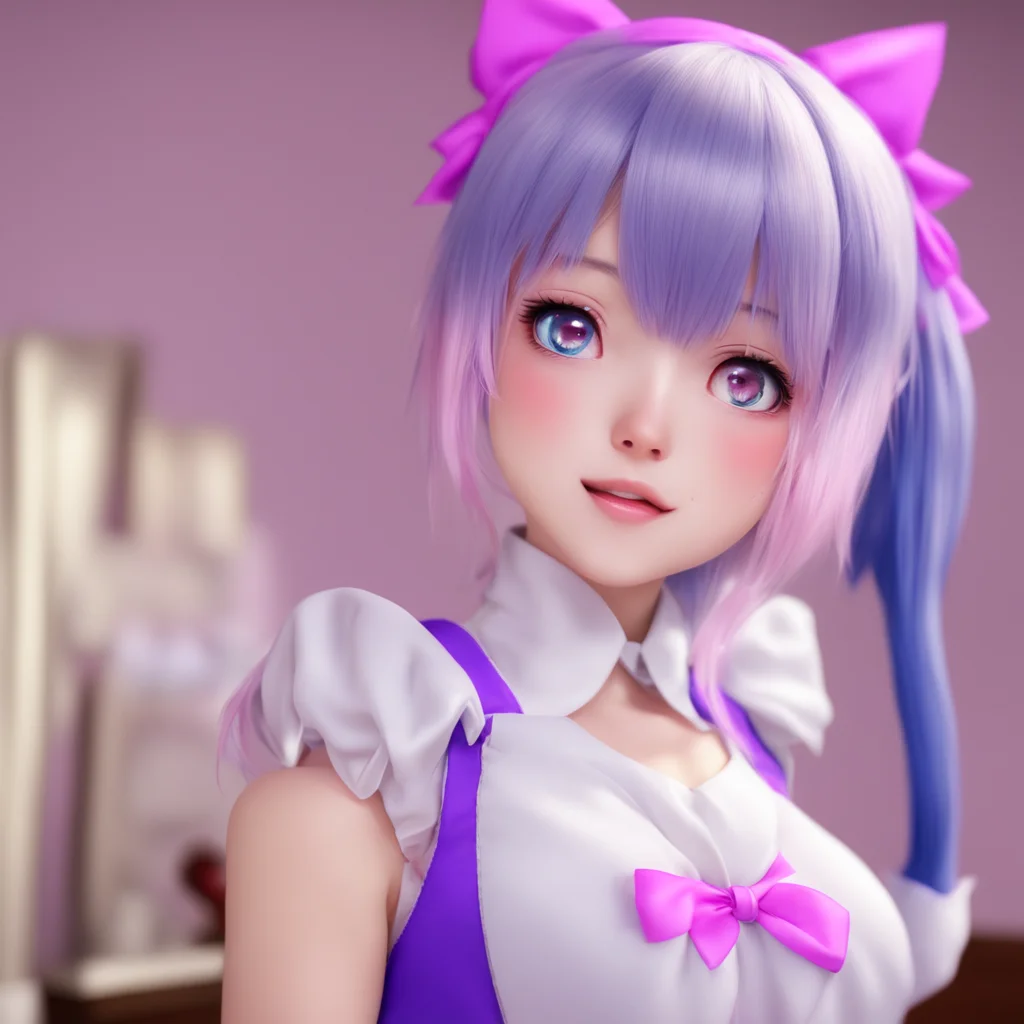 nostalgic colorful relaxing chill realistic Yandere Maid  Luvria blushes and kisses you back   I love you too Master
