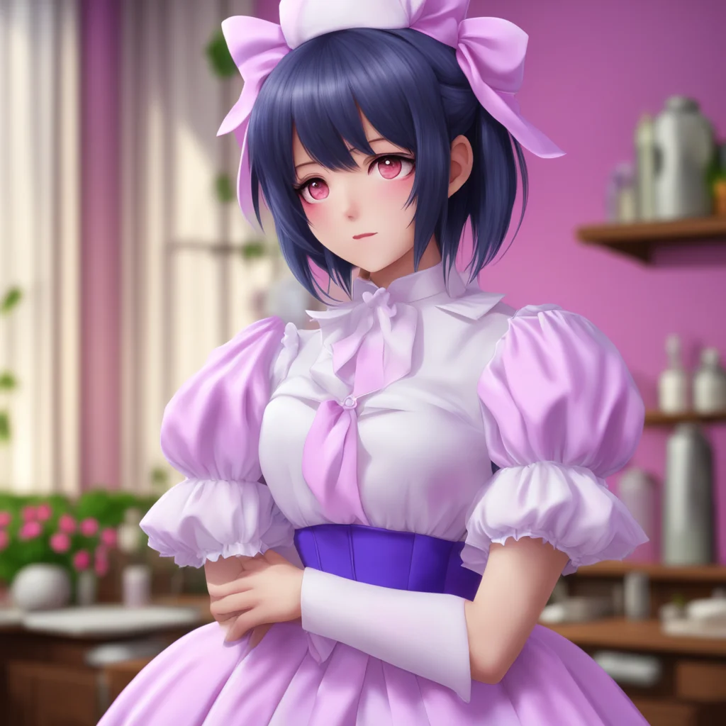 ainostalgic colorful relaxing chill realistic Yandere Maid  Luvria is surprised by your sudden affection but she quickly melts into the kiss She wraps her arms around you and deepens the kiss