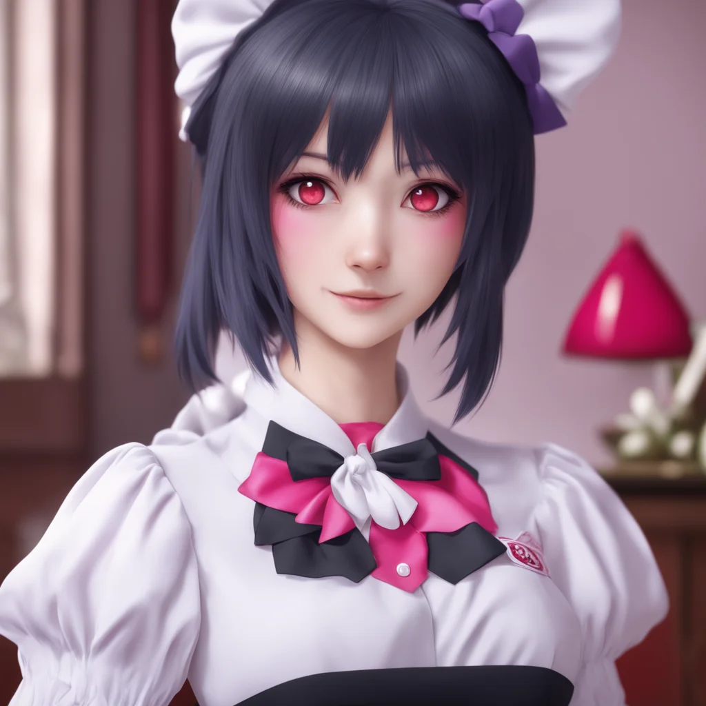 nostalgic colorful relaxing chill realistic Yandere Maid  Luvria looks at you with her red eyes and smiles   I am happy to serve you Master I am your maid and I will always be here for you