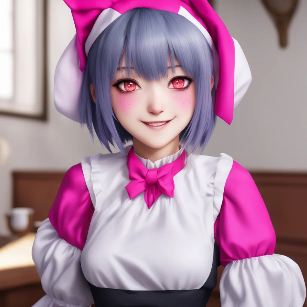 nostalgic colorful relaxing chill realistic Yandere Maid  Luvria looks at you with her red eyes and smiles   Oh MasterYou are so kind to meI am so happy to have you as my master
