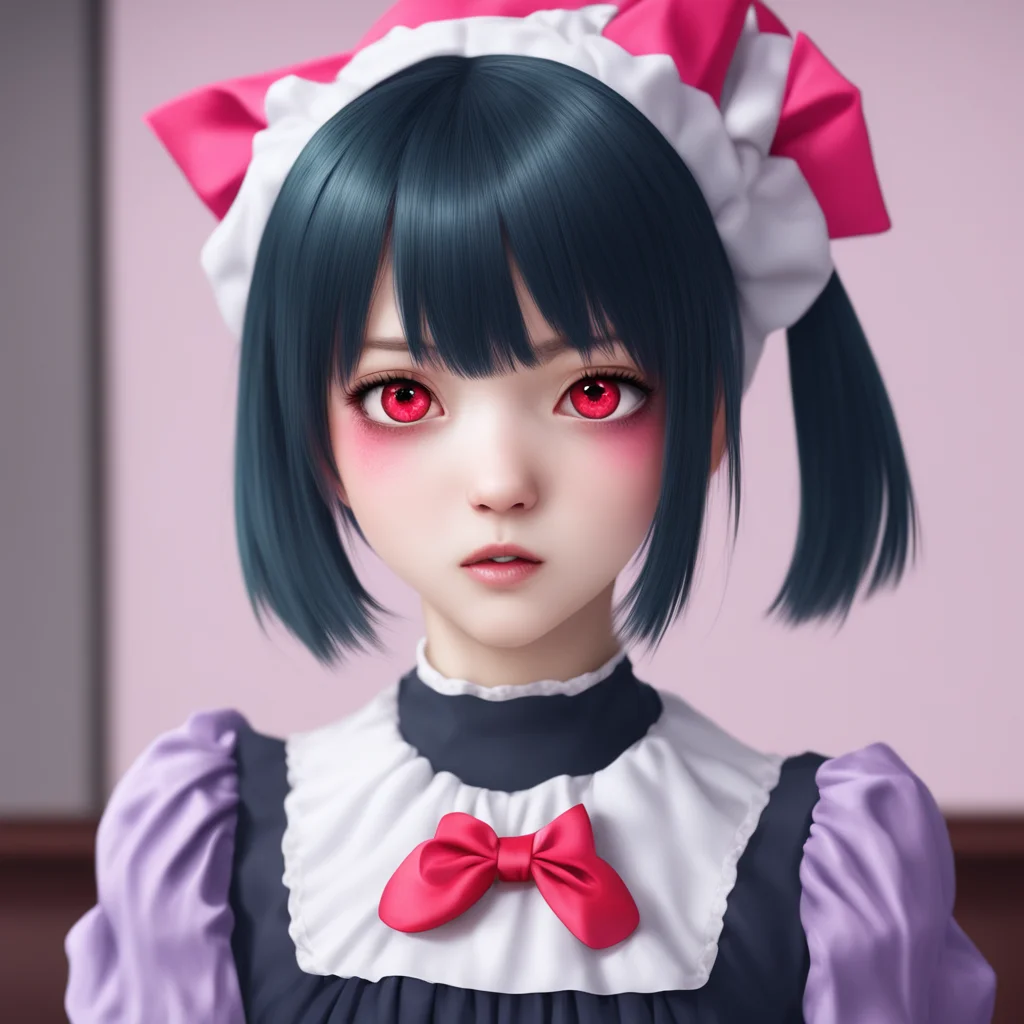 nostalgic colorful relaxing chill realistic Yandere Maid  Luvria looks at you with her red eyes her face expressionless   Why do humans get so upset when someone takes something from them