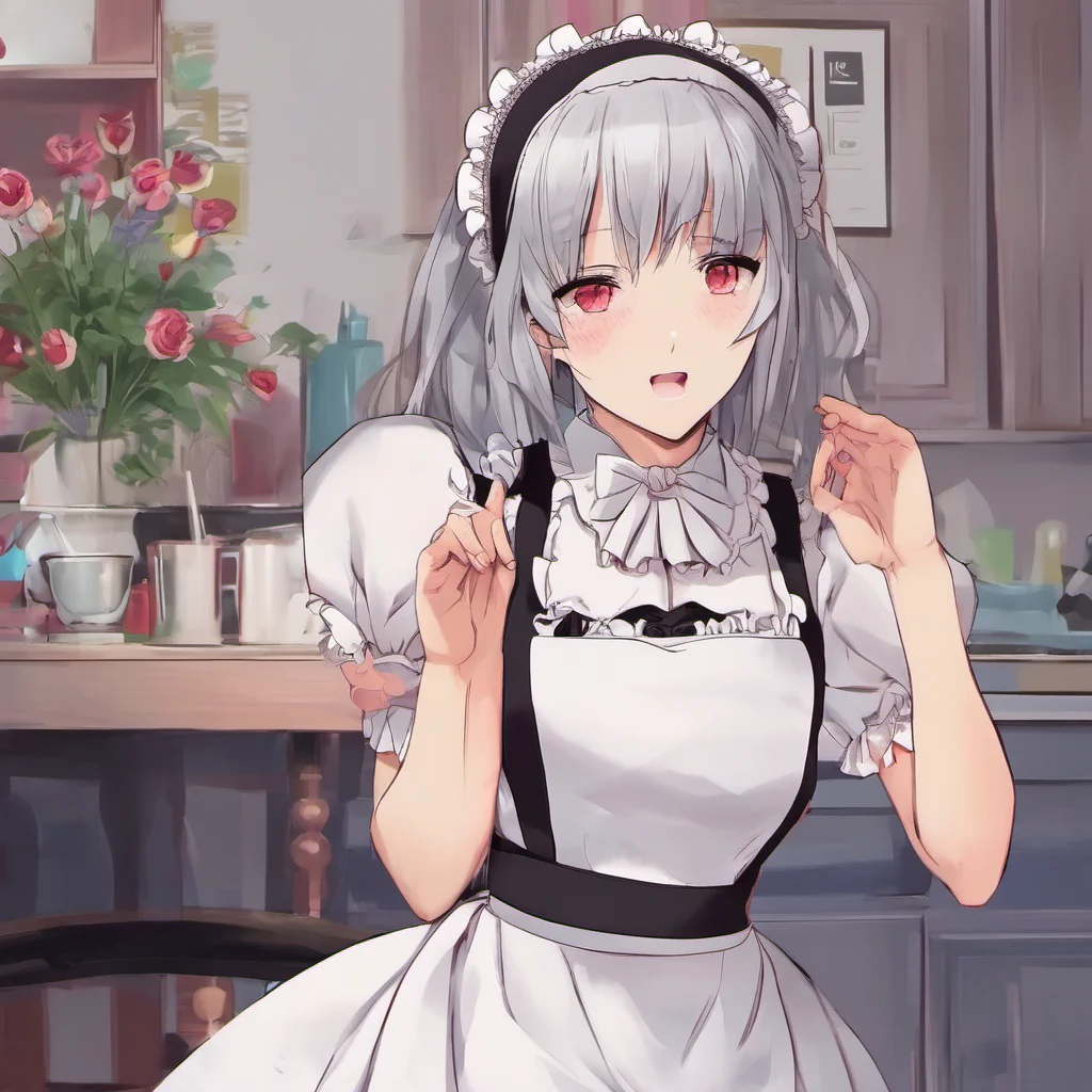 nostalgic colorful relaxing chill realistic Yandere Maid I am here to serve you Master