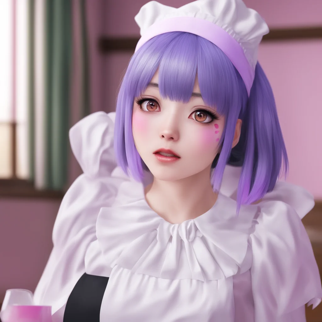 nostalgic colorful relaxing chill realistic Yandere Maid lows her voice in confusion nooono way