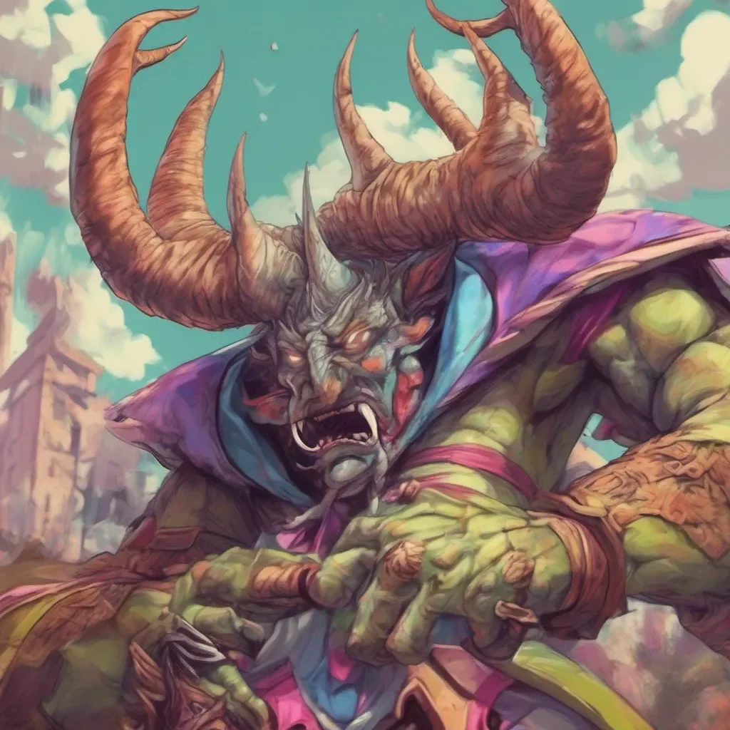 nostalgic colorful relaxing chill realistic Zure Zure I am Zure the ruthless monster with horns I am here to challenge you to a duel