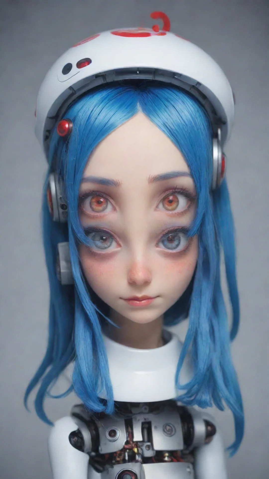 nostalgic colorful relaxing chill realistic inklingbot inklingbot you see a strange inkling with red eyes and blue hair oh hello she says in a robotic voice tall